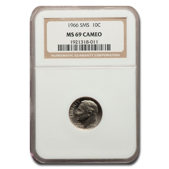 1966 Roosevelt Dime MS-69 Cameo NGC (SMS) 1966 Roosevelt Dime MS-69 Cameo NGC (SMS)