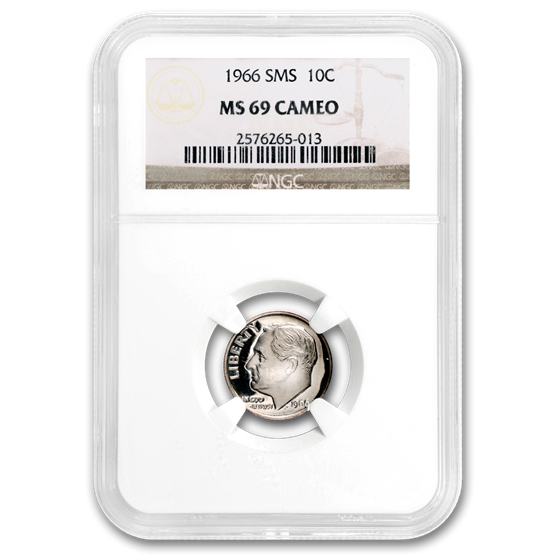 1966 Roosevelt Dime MS-69 Cameo NGC (SMS) 1966 Roosevelt Dime MS-69 Cameo NGC (SMS)