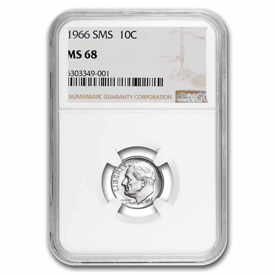 1966 Roosevelt Dime SMS MS-68 NGC