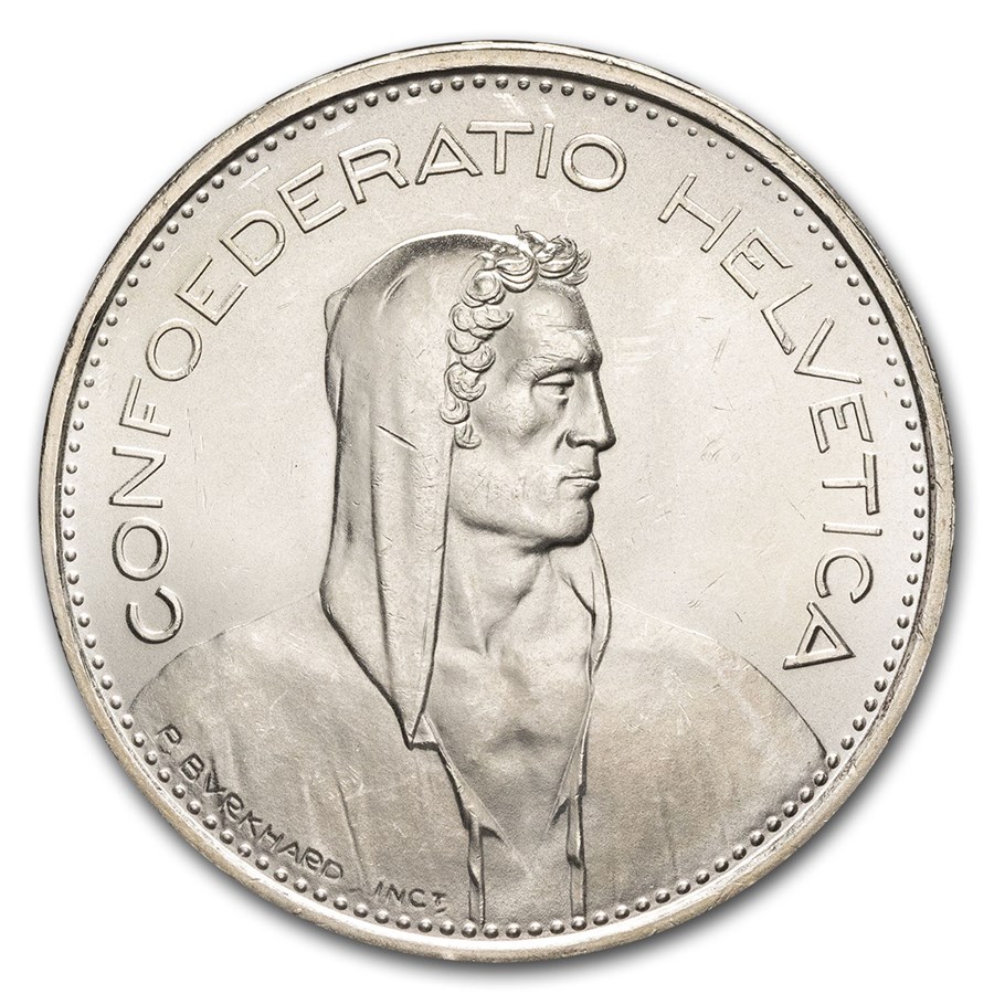 1966 Switzerland Silver 5 Francs BU