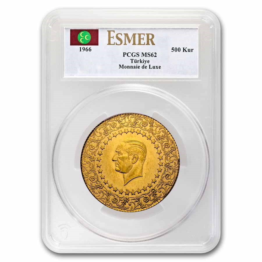 1966 Turkey Gold 500 Kurush Monnaie de Luxe MS-62 PCGS