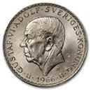 1966-U Sweden Silver 5 Kronor Constitution Reform BU