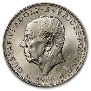 1966-U Sweden Silver 5 Kronor Constitution Reform BU 1966-U Sweden Silver 5 Kronor Constitution Reform BU