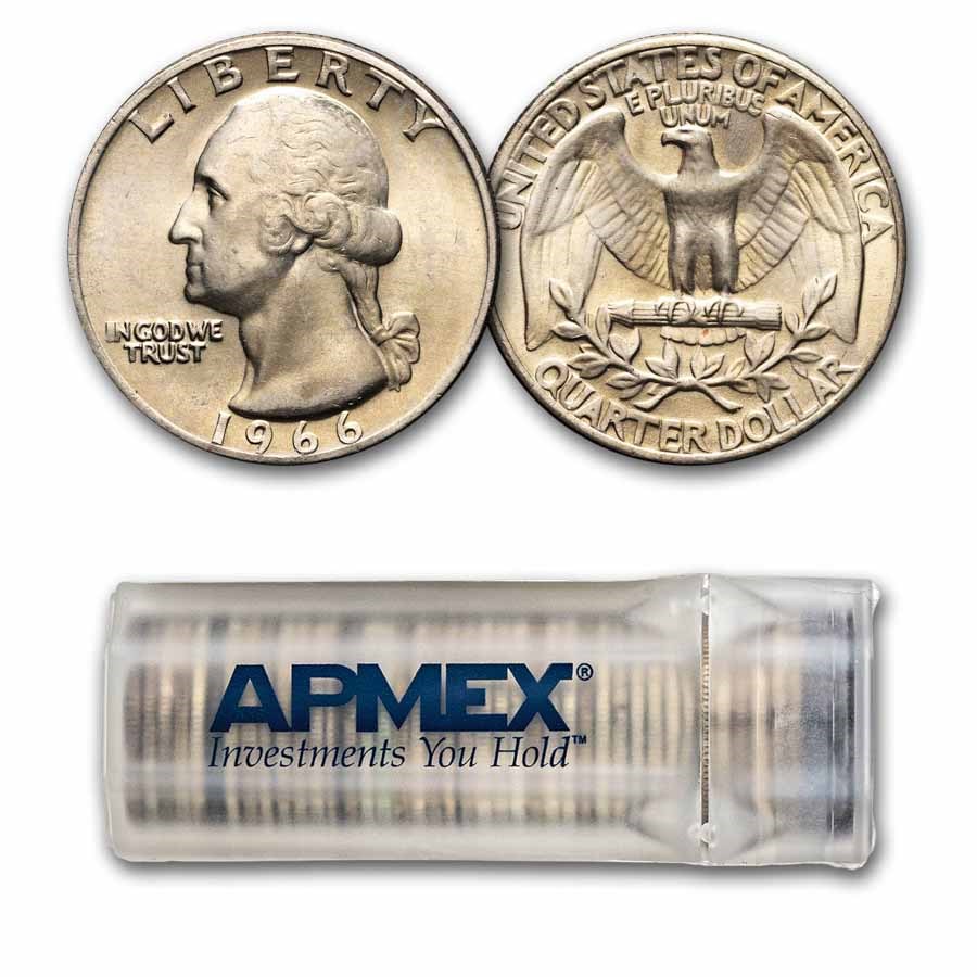 1966 Washington Quarter 40-Coin Roll BU