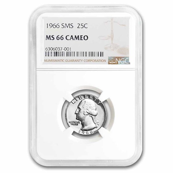1966 Washington Quarter SMS MS-66 Cameo NGC 1966 Washington Quarter SMS MS-66 Cameo NGC