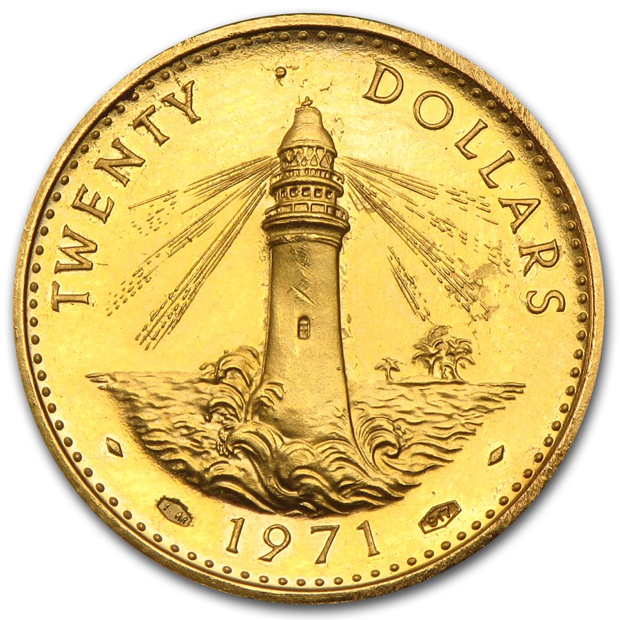 Buy 19671971 Bahamas Gold 20 Dollars BU (Scruffy) APMEX