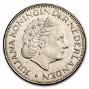1967-1980 Netherlands Nickel 1 Gulden Juliana I Avg Circ