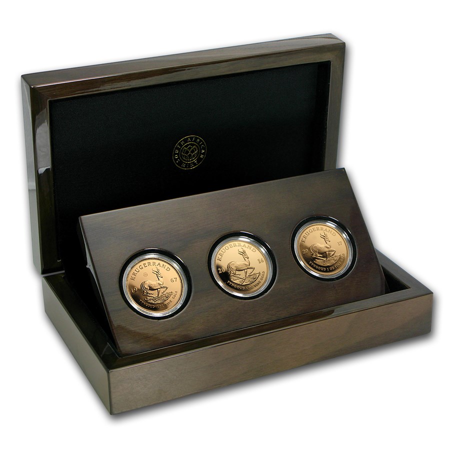 1967- 2017 South Africa 3-Coin Krugerrand 50th Anniv Proof Set