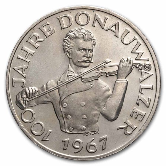 1967 Austria Silver 50 Schilling Blue Danube Waltz Proof