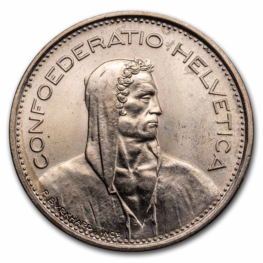 Buy 1967 B Switzerland Silver 5 Francs William Tell BU (Type-I