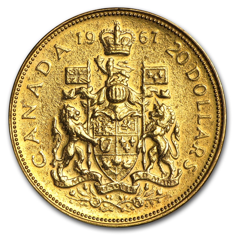 1967 Canada Gold $20 Confederation BU/Proof (AGW .5288) Abrasions