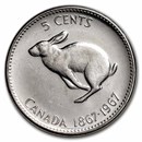 1967 Canada Nickel 5 Cents Rabbit BU/Prooflike