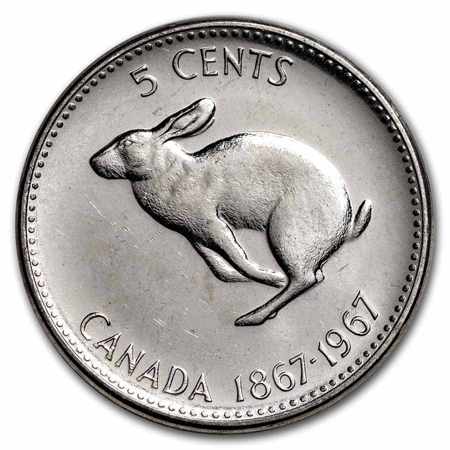 Buy 1967 Canadian Nickel 5 Cent Rabbit BU/Prooflike | APMEX