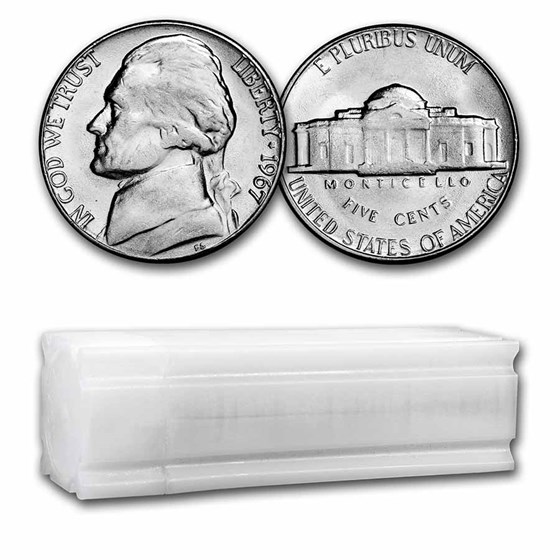 1967 Jefferson Nickel 40-Coin Roll BU 1967 Jefferson Nickel 40-Coin Roll BU