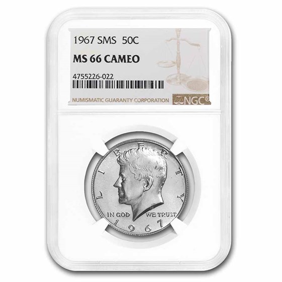 1967 Kennedy Half Dollar SMS MS-66 Cameo NGC 1967 Kennedy Half Dollar SMS MS-66 Cameo NGC