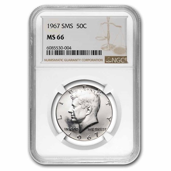 1967 Kennedy Half Dollar SMS MS-66 NGC 1967 Kennedy Half Dollar SMS MS-66 NGC