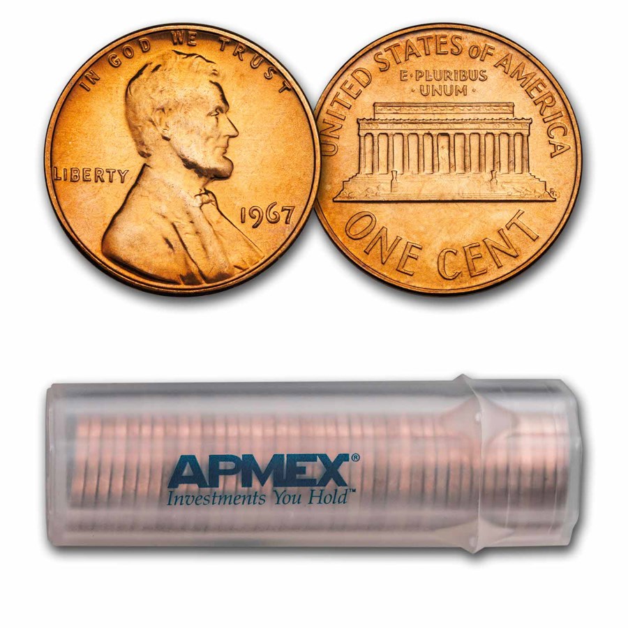 1967 Lincoln Cent 50-Coin Roll SMS