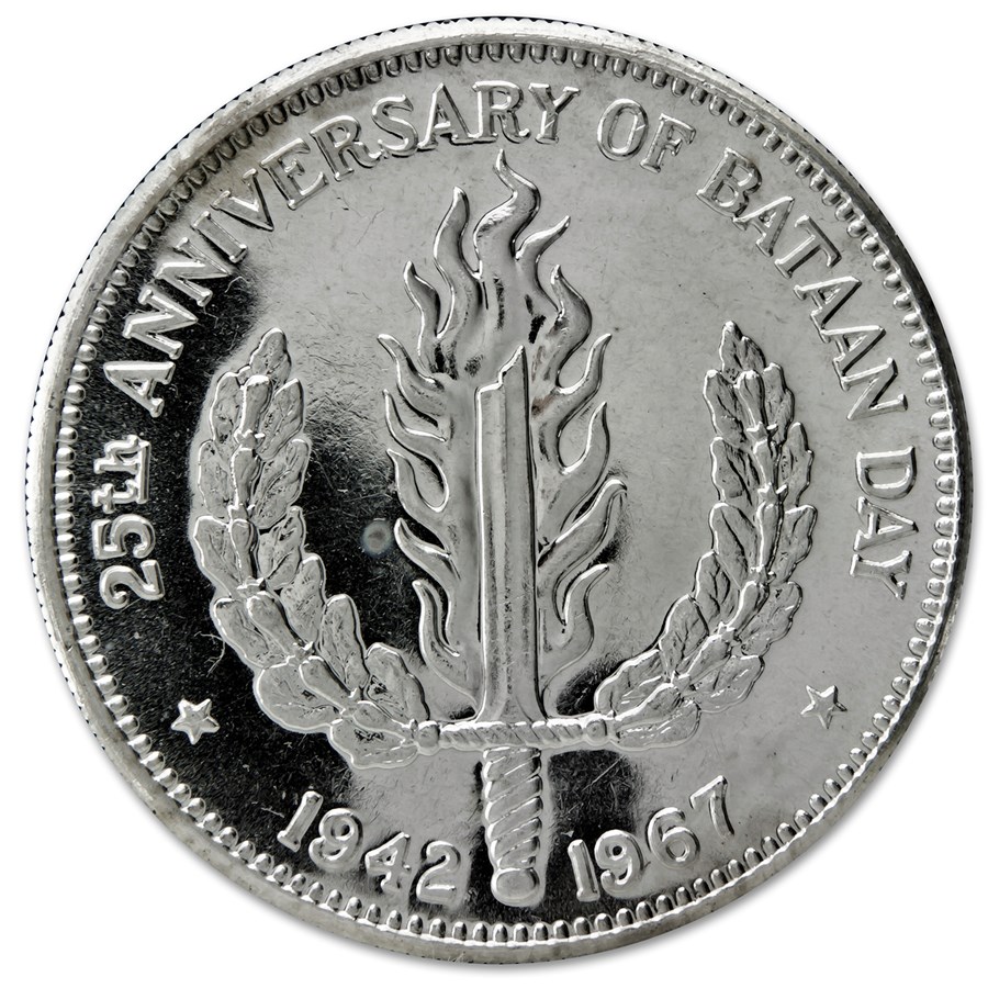 1967 Philippines Silver Peso Bataan Day BU (25th Anniv)