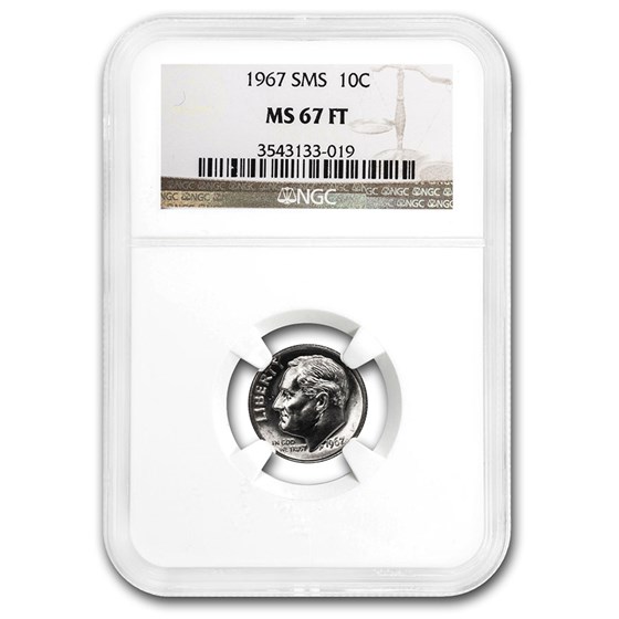 1967 Roosevelt Dime MS-67 NGC (SMS, FT) 1967 Roosevelt Dime MS-67 NGC (SMS, FT)