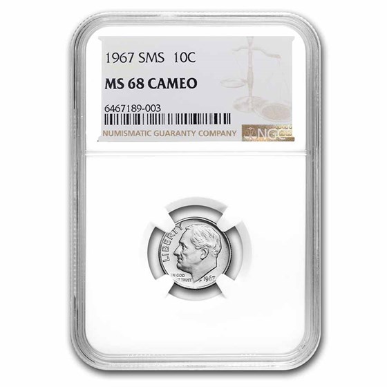 1967 Roosevelt Dime SMS MS-68 CAM NGC 1967 Roosevelt Dime SMS MS-68 CAM NGC
