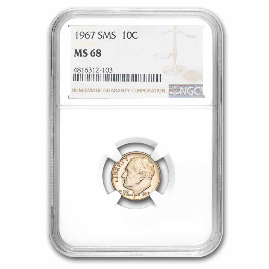 1967 Roosevelt Dime SMS MS-68 NGC