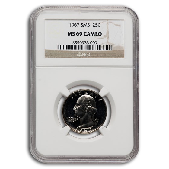 1967-S Washington Quarter MS-69 NGC Cameo (SMS) 1967-S Washington Quarter MS-69 NGC Cameo (SMS)