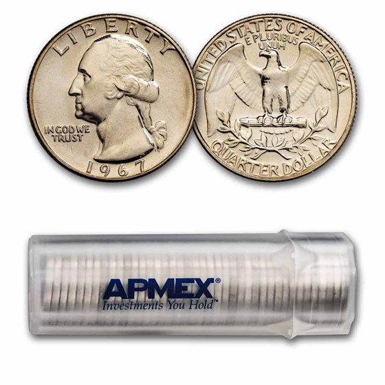 1967 SMS Washington Quarter 40-Coin Roll BU 1967 SMS Washington Quarter 40-Coin Roll BU