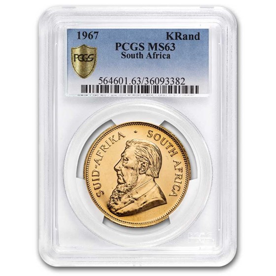 1967 South Africa 1 oz Gold Krugerrand MS-63 PCGS 1967 South Africa 1 oz Gold Krugerrand MS-63 PCGS