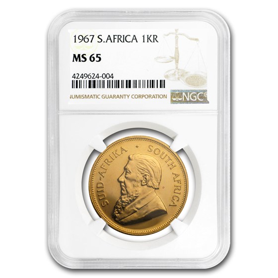 1967 South Africa 1 oz Gold Krugerrand MS-65 NGC 1967 South Africa 1 oz Gold Krugerrand MS-65 NGC