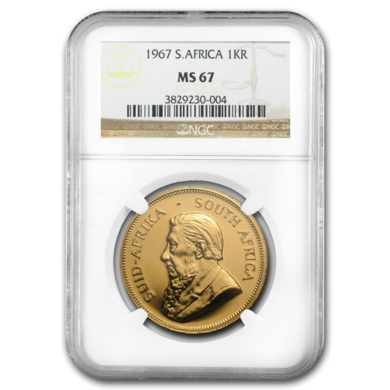 1967 South Africa 1 oz Gold Krugerrand MS-67 NGC 1967 South Africa 1 oz Gold Krugerrand MS-67 NGC