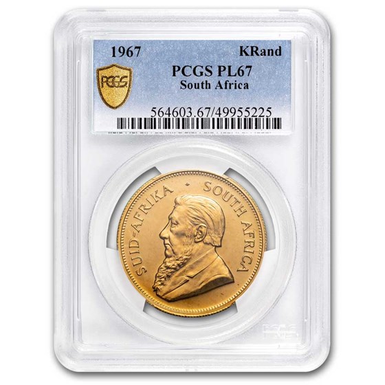 1967 South Africa 1 oz Gold Krugerrand MS-67 PL PCGS 1967 South Africa 1 oz Gold Krugerrand MS-67 PL PCGS