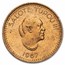 1967 Tonga Bronze 1 Seniti Salote Tupou III BU (Red)