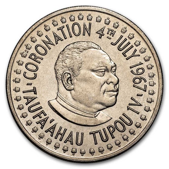 1967 Tonga Copper-Nickel 20 Seniti Taufa'ahau Toupou IV BU 1967 Tonga Copper-Nickel 20 Seniti Taufa'ahau Toupou IV BU