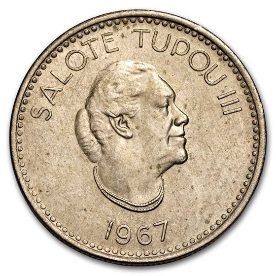 1967 Tonga Copper-Nickel 5 Seniti Salote Tupou III BU 1967 Tonga Copper-Nickel 5 Seniti Salote Tupou III BU