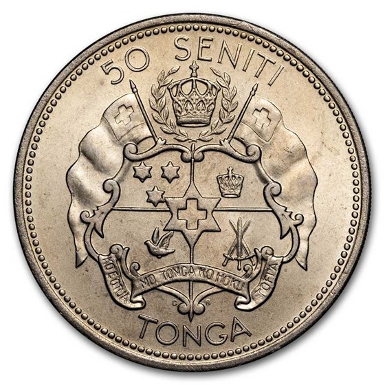 1967 Tonga Copper-Nickel 50 Seniti Salote Tupou III BU 1967 Tonga Copper-Nickel 50 Seniti Salote Tupou III BU