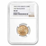 1967(1970) Greece Gold 100 Drachmai National Revolution MS-68 NGC