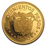 1968 Colombia Gold 1500 Pesos Pope Paul VI Proof