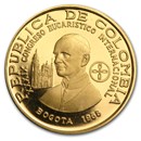 1968 Colombia Proof Gold 200 Pesos Pope Paul VI
