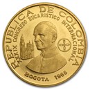 1968 Colombia Proof Gold 300 Pesos Pope Paul VI
