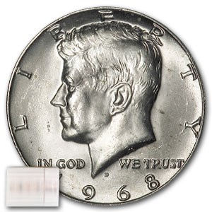 1968-D Kennedy Half Dollar 20-Coin Roll BU