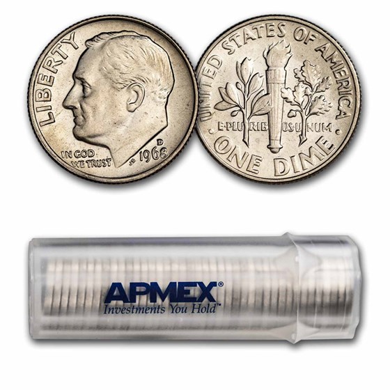 1968-D Roosevelt Dime 50-Coin Roll BU 1968-D Roosevelt Dime 50-Coin Roll BU