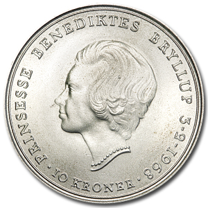 デンマーク ND(1968) 10 Kroner 銀貨 Buy 1968 Denmark Silver 10 Kroner Royal Wedding BU | APMEX