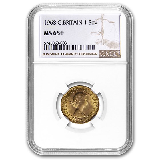 1968 Great Britain Gold Sovereign Elizabeth II MS-65+ NGC 1968 Great Britain Gold Sovereign Elizabeth II MS-65+ NGC