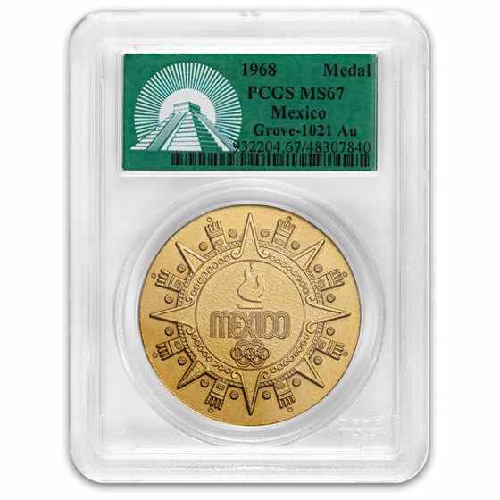 1968 Mexico Gold Medal Olympic Games Lions Club MS-67 PCGS 1968 Mexico Gold Medal Olympic Games Lions Club MS-67 PCGS