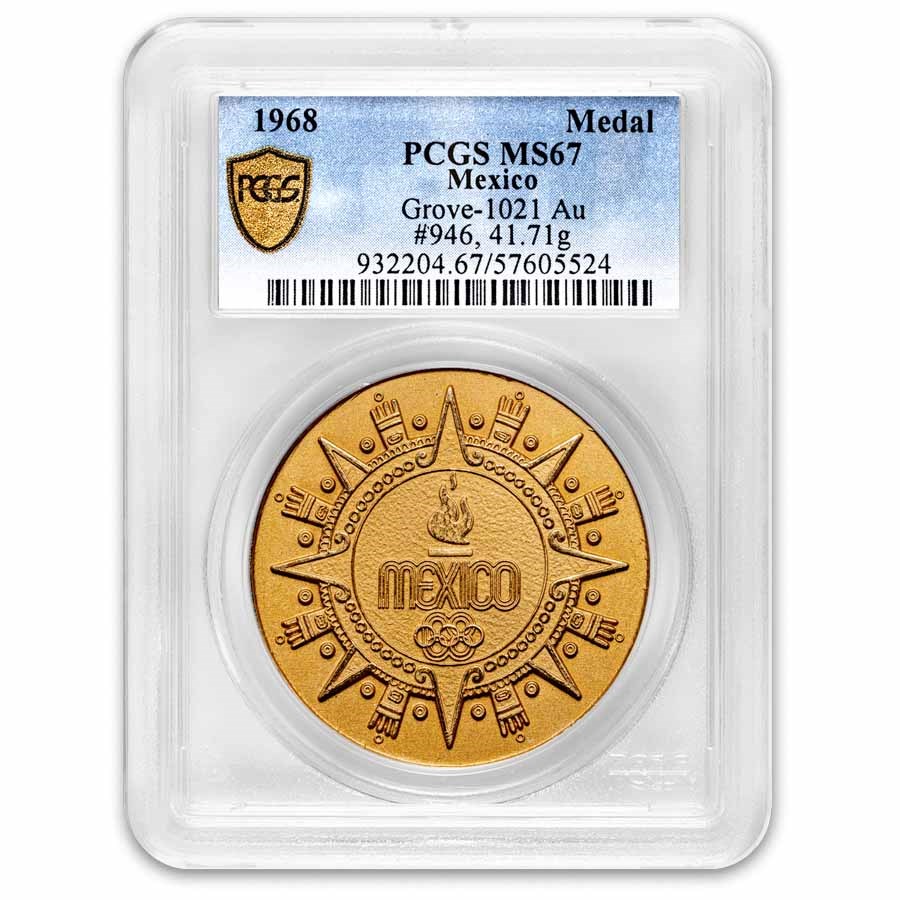 1968 Mexico Gold Medal Olympic Games Lions Club MS-67 PCGS