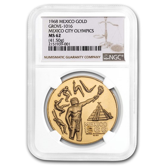 1968 Mexico Gold Medal Olympic Games MS-62 NGC (Grove-1016)