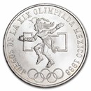 1968 Mexico Silver 25 Pesos Olympics AU/BU