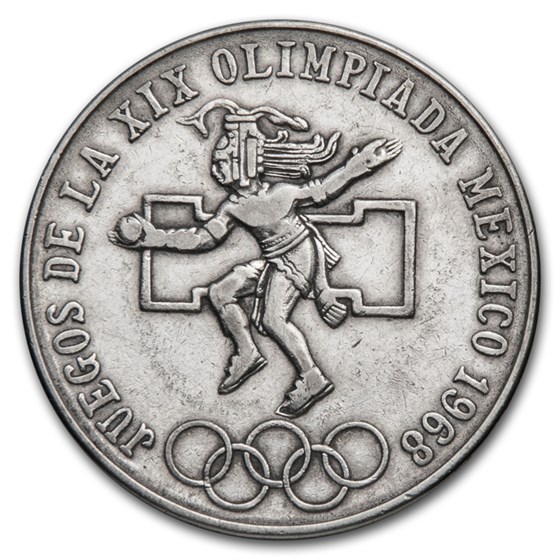 1968 Mexico Silver 25 Pesos Olympics Avg Circ 1968 Mexico Silver 25 Pesos Olympics Avg Circ
