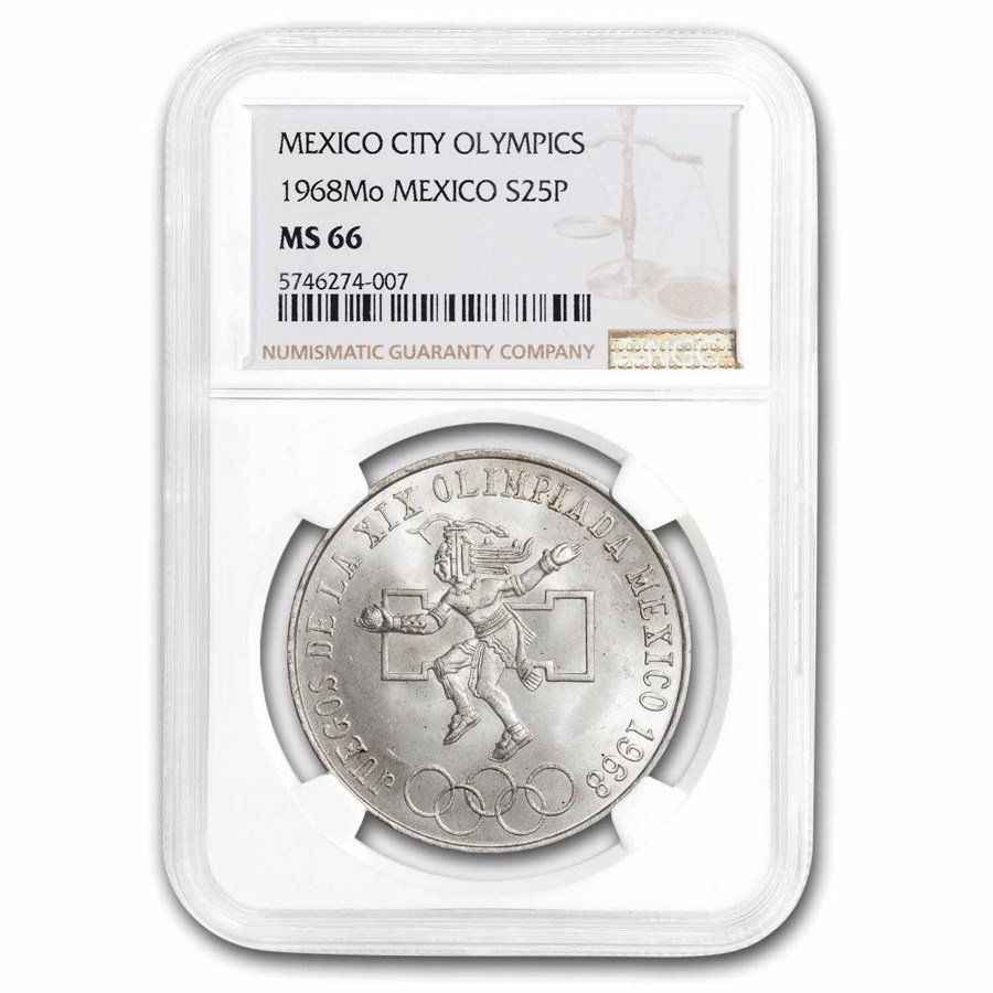 Buy 1968 Mexican Silver 25 Pesos Olympics MS-66 NGC | APMEX