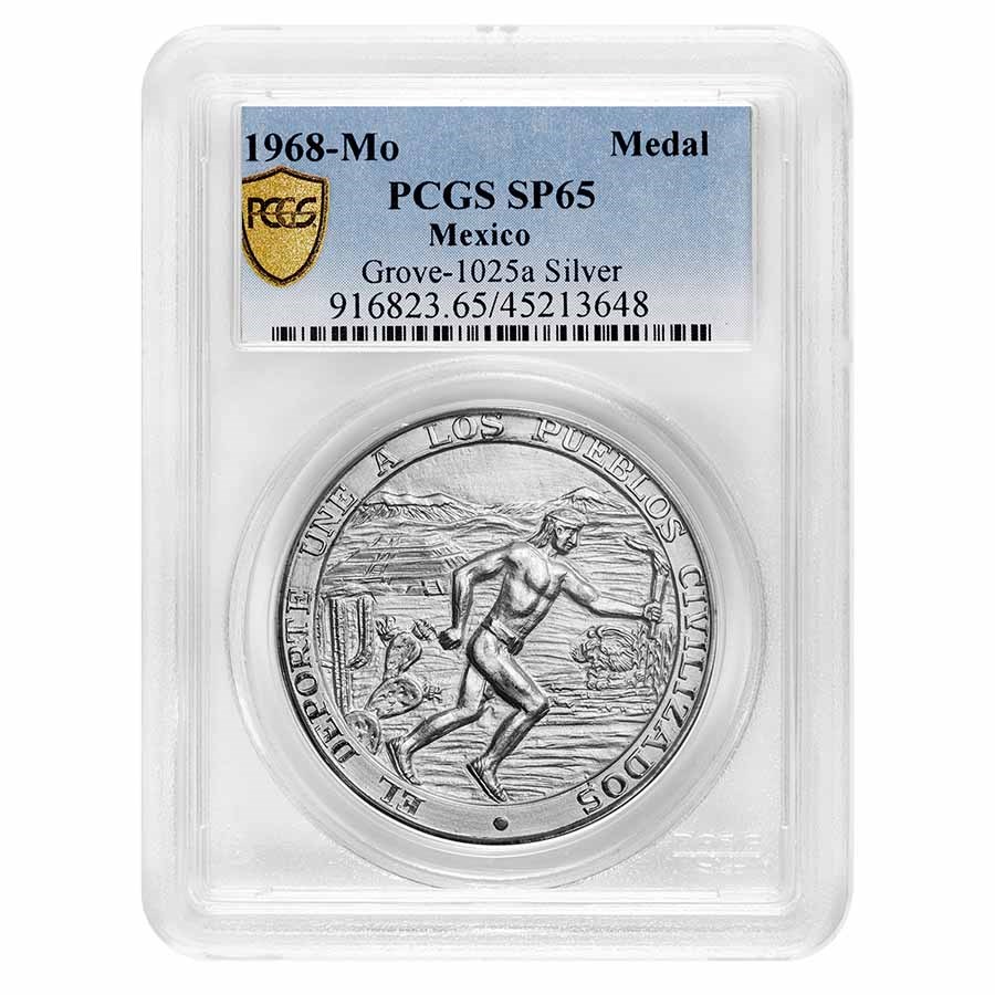 1968-Mo Mexico Olympic Games Medal SP-65 PCGS (Grove-1025a)